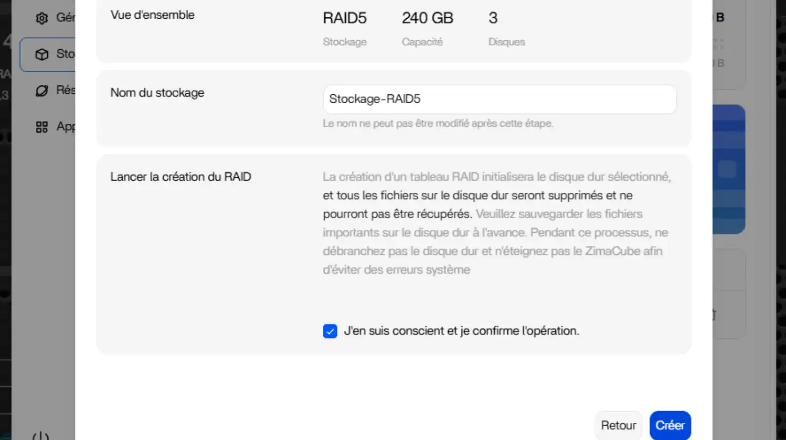 creer-un-stockage - créer le raid creer un stockage creer le raid