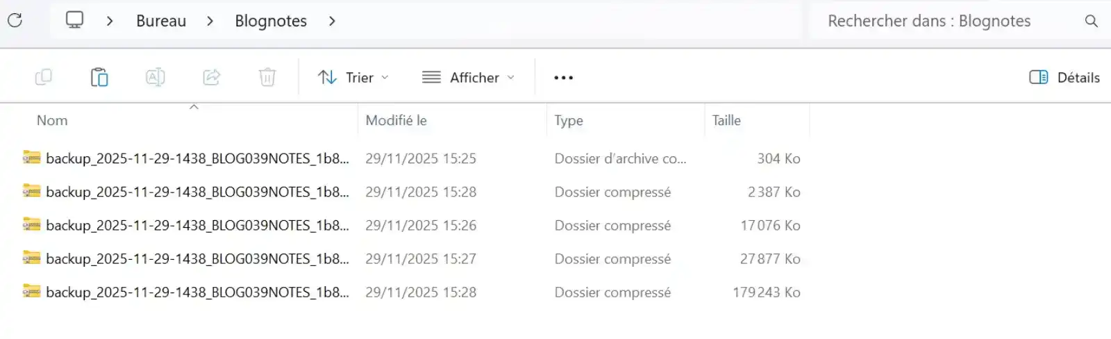 migrer wordpress dossiers de sauvegarde telecharges sur pc