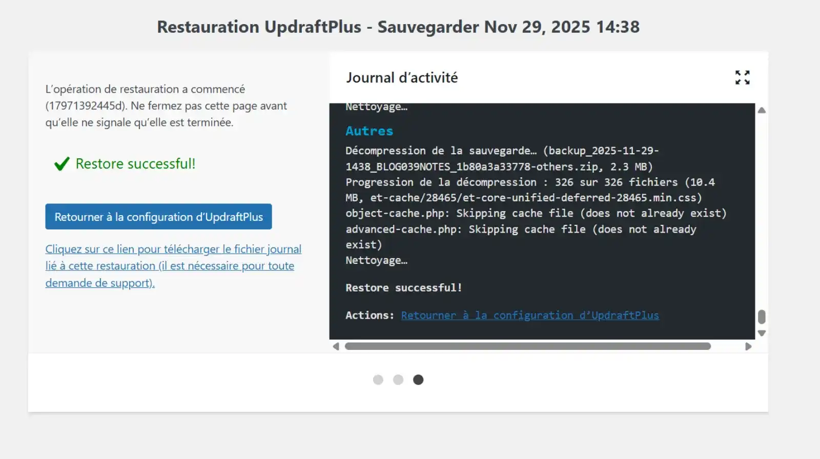 migrer wordpress restauration