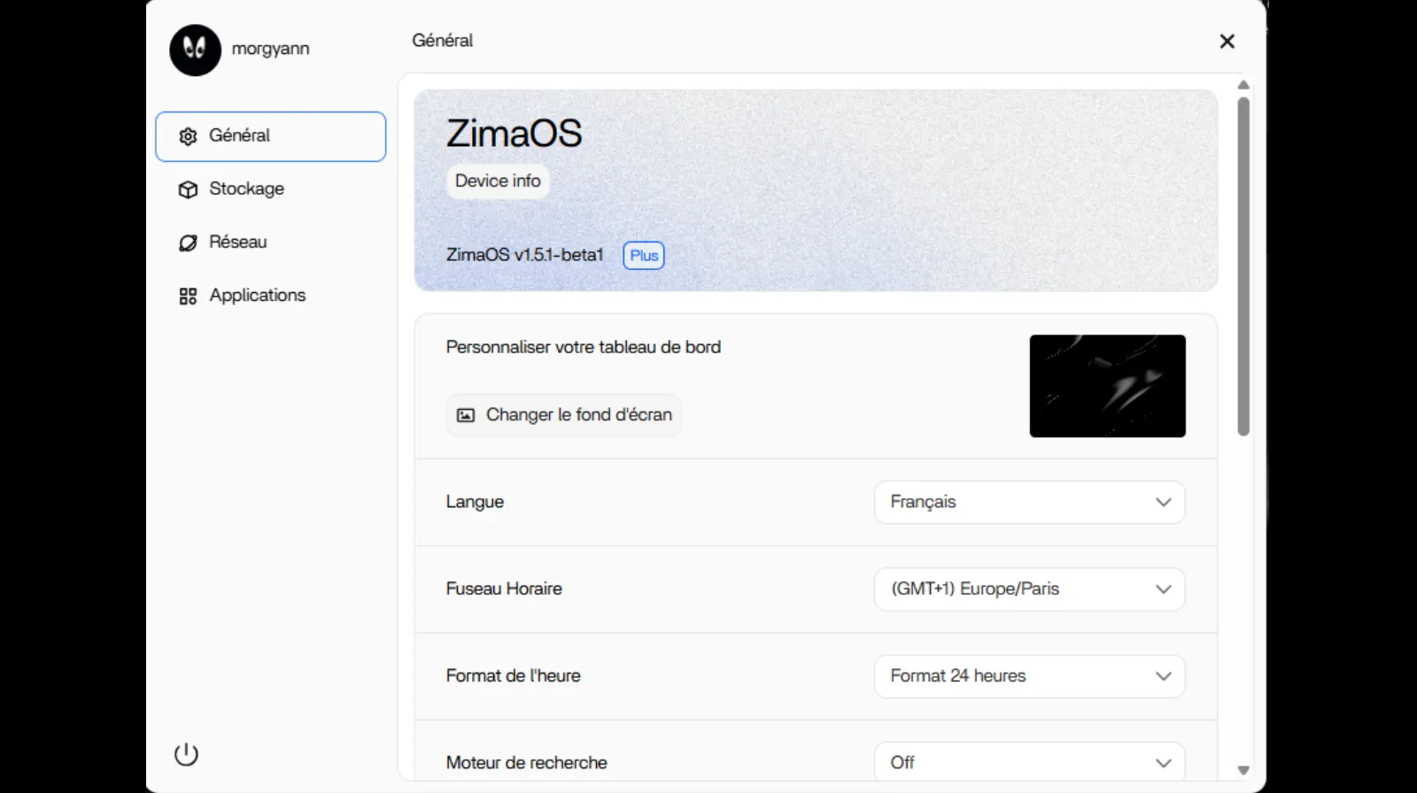 zimaos linterface intuitive parametres