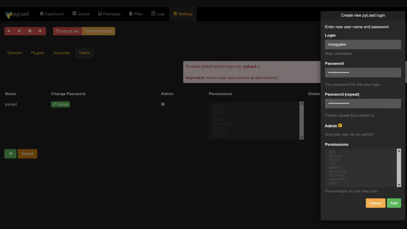 installer pyload changer le login et passe installer pyload changer le login et passe